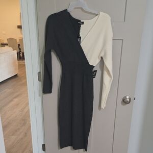 Forever 21 Black and Blue Asymmetrical Sheath Dress